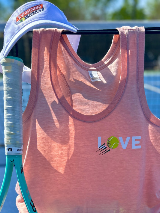 Women's Racerback Tank Peach [LOVE Logo] Swinging Volley