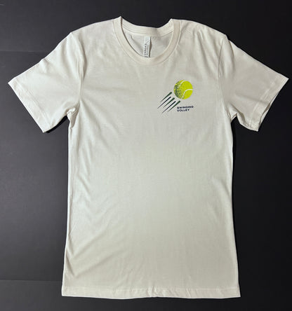 Short Sleeve T-Shirt Vintage White Unisex [Tennis Ball Logo] Swinging Volley