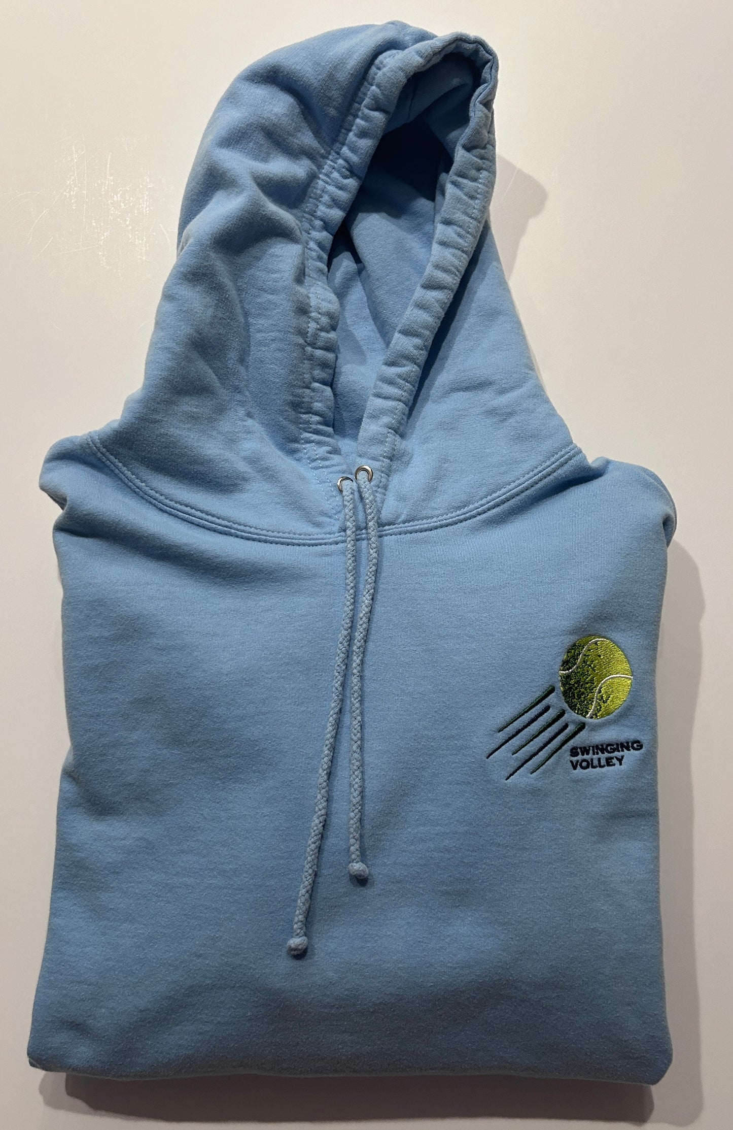 College Hoodie Sky Blue Unisex [Tennis Ball Logo] Swinging Volley