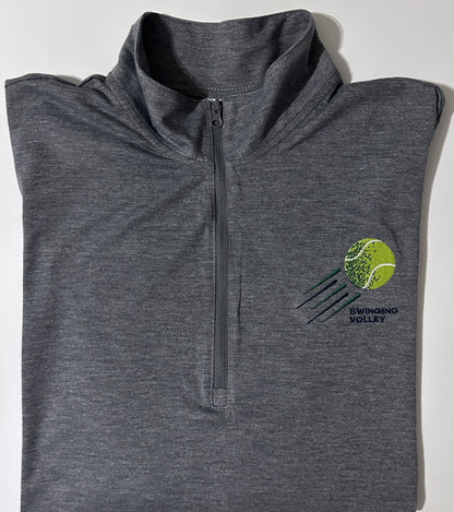 Men's 1/4 Zip Dark Gray Heather [Tennis Ball Logo] Swinging Volley