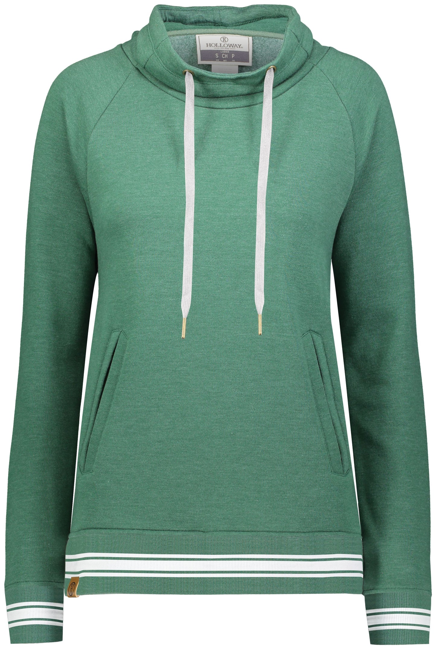 Women’s Funnel Neck Pullover Dark Green [Pickleball Logo] Swinging Volley