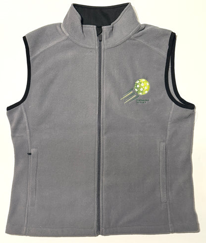 Women’s Fleece Vest Graphite [Pickleball Logo] Swinging Volley