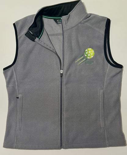 Women’s Fleece Vest Graphite [Pickleball Logo] Swinging Volley