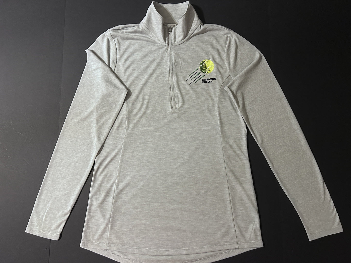 Women’s 1/4 Zip Pullover Light Grey Heather [Ball Logo] Swinging Volley