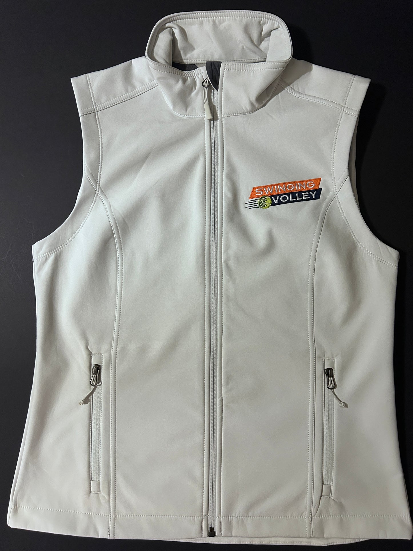 Women’s Core Soft Shell Vest Marshmallow [Stacked Logo] Swinging Volley