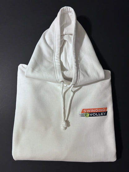 College Hoodie Arctic White Unisex [Tennis Stacked Logo] Swinging Volley