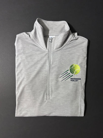 Women’s 1/4 Zip Pullover Light Grey Heather [Ball Logo] Swinging Volley