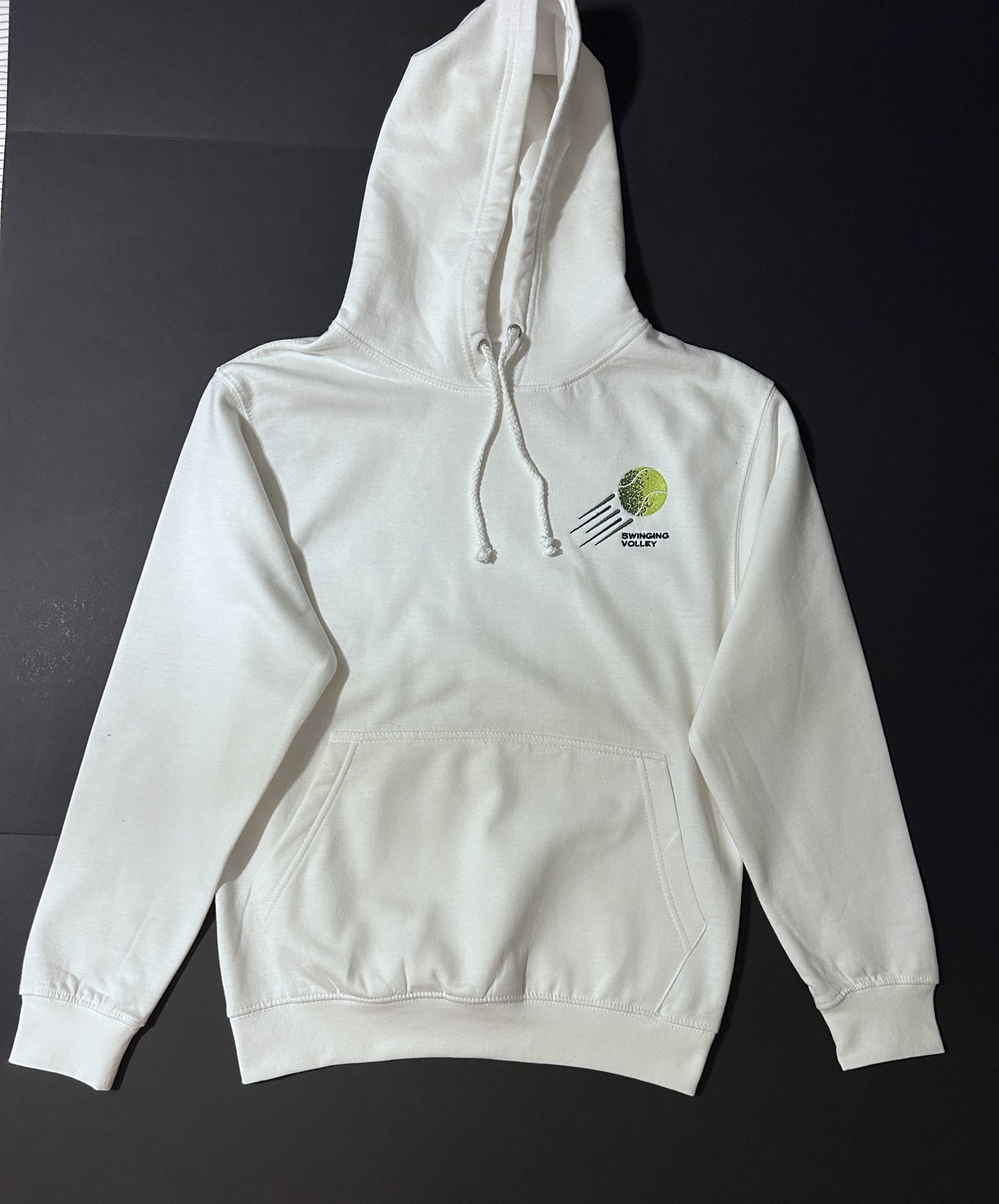 College Hoodie Arctic White Unisex [Tennis Ball Logo] Swinging Volley