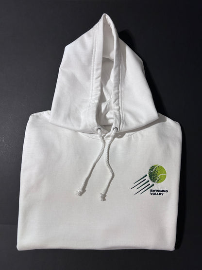 College Hoodie Arctic White Unisex [Tennis Ball Logo] Swinging Volley