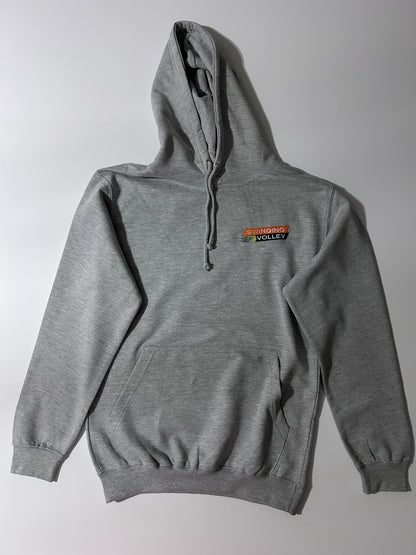 College Hoodie Heather Gray Unisex [Tennis Stacked Logo] Swinging Volley