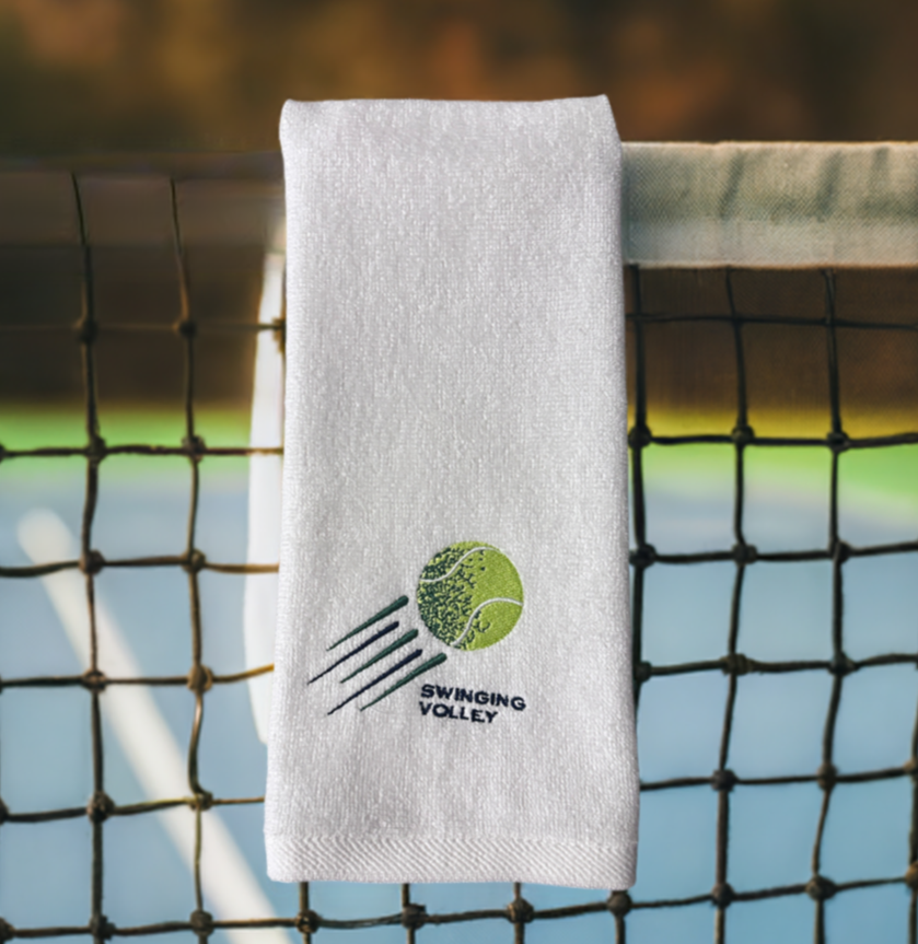 Sport Towel White [Tennis Ball Logo] Swinging Volley