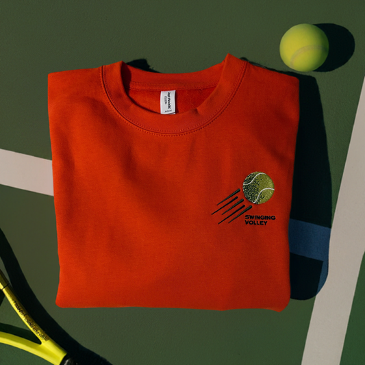 College Crew Sweatshirt Sunset Orange Unisex [Tennis Ball Logo] Swinging Volley *Sample Sale*