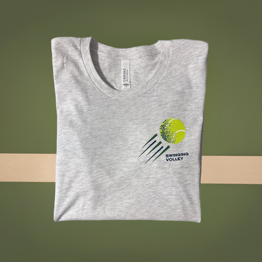 Short Sleeve T-Shirt Ash Unisex [Tennis Ball Logo] Swinging Volley