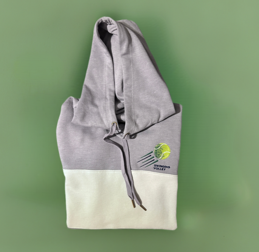 All-American Color Block Hoodie Heather Gray Unisex [Tennis Ball Logo] Swinging Volley