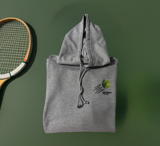 College Hoodie Heather Gray Unisex [Tennis Ball Logo] Swinging Volley