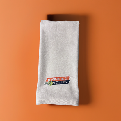 Sport Towel White [Tennis Stacked Logo] Swinging Volley