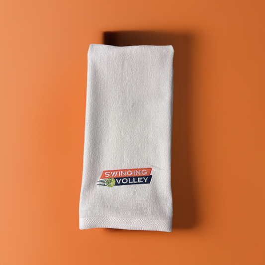 Sport Towel White [Tennis Stacked Logo] Swinging Volley