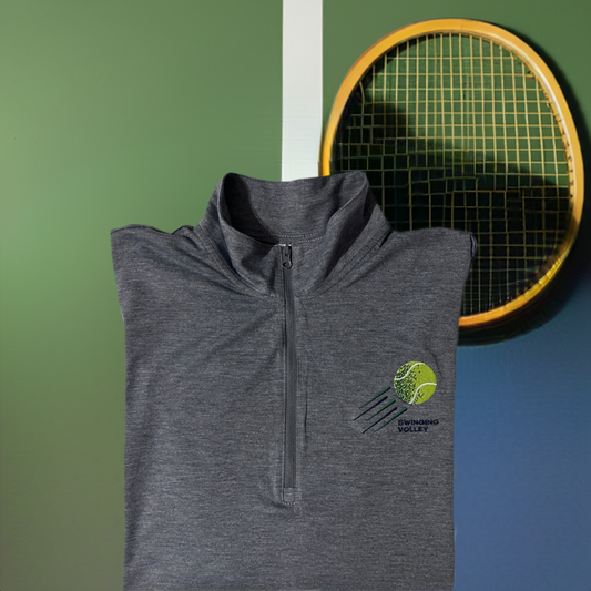 Men's 1/4 Zip Dark Gray Heather [Tennis Ball Logo] Swinging Volley