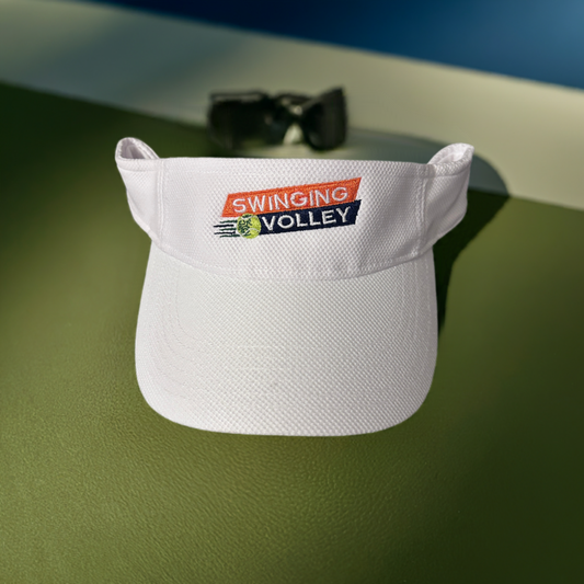 Visor White [Tennis Stacked Logo] Swinging Volley