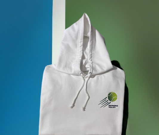 College Hoodie Arctic White Unisex [Tennis Ball Logo] Swinging Volley