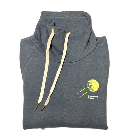 Women’s Funnel Neck Pullover Storm Heather [Pickleball Logo] Swinging Volley